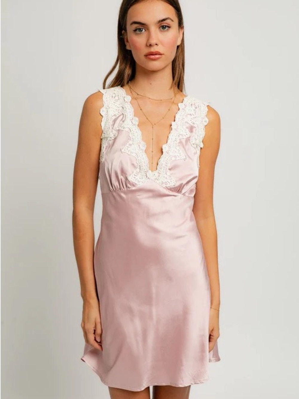 “In your sweetest dream” satin lace slip dress